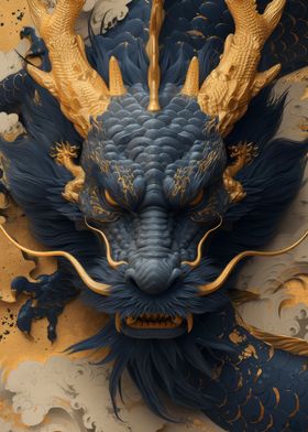 Dragon gold and blue