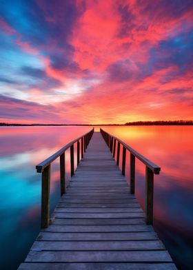  Pier sunset at the sea