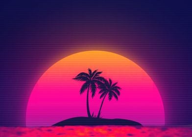  Sunset Palm trees