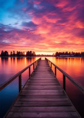  Pier sunset at the sea