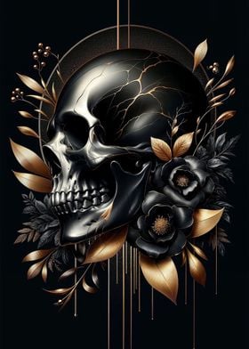 Golden Skull and Florals