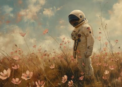 Astronaut In Flower Field