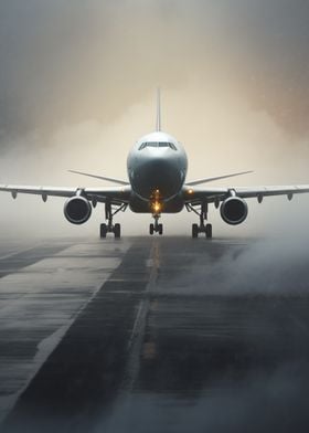 Airliner Plane Foggy