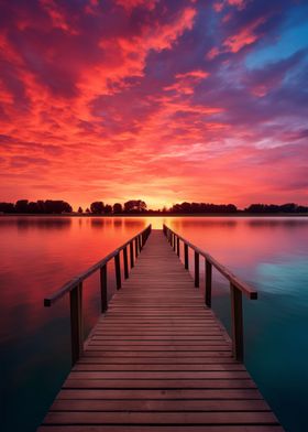  Pier sunset at the sea