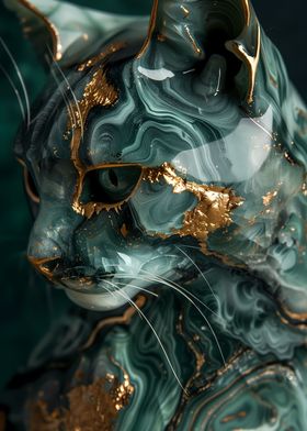 Gilded Golden Emerald Cat 