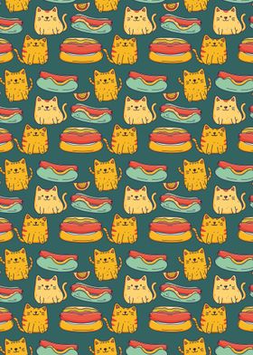 Cats With Hot Dog Pattern