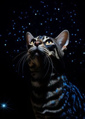 Bengal cat at night