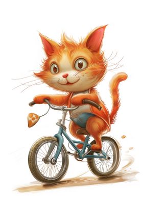 cat Riding a Bicycle