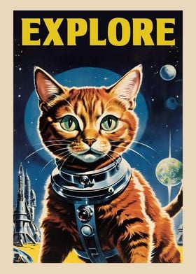 EXPLORE SPACE Cat Poster