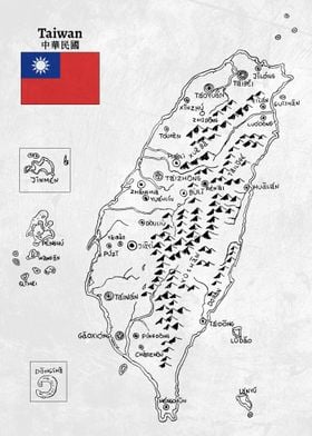 Handdrawn Taiwan Map