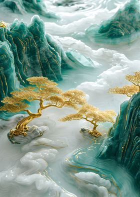 Abstract Bonsai Tree Gold