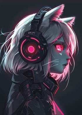 Anime Girl Cat Headphone
