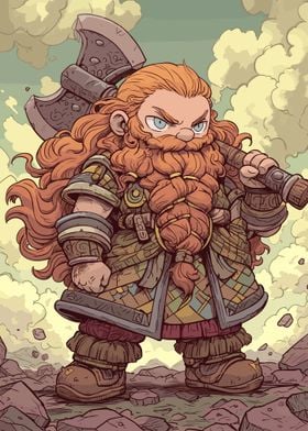 Cartoon Dwarf Warrior