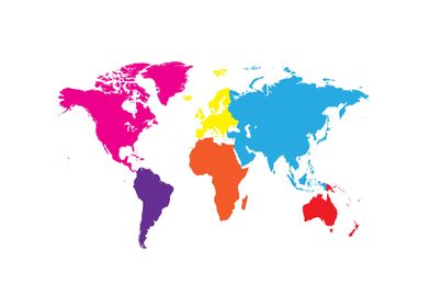 Colorful world map with bo
