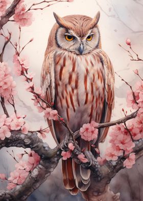 Bird Owl Watercolor