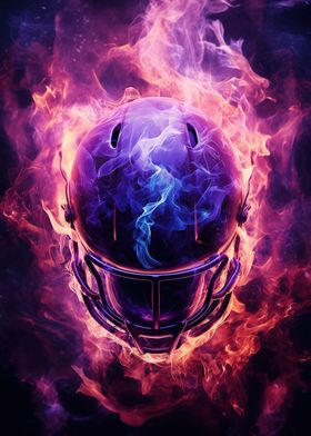Flame Football Helmet