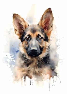 German Shepherd Watercolor