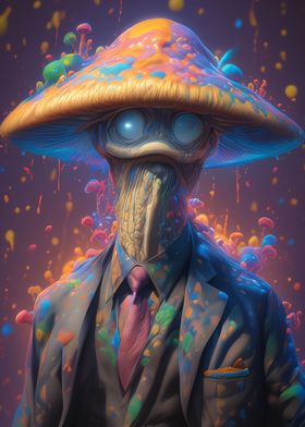 Mushroom man in a suit