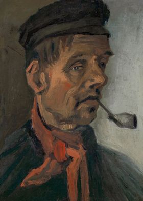 Head of a man with a pipe