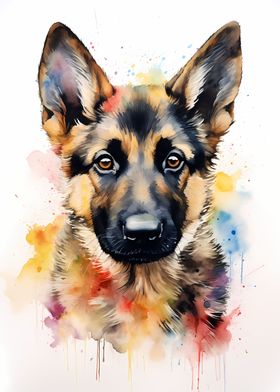 German Shepherd Watercolor