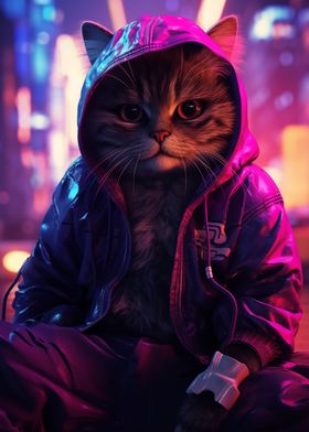 Cat Cyberpunk Neon