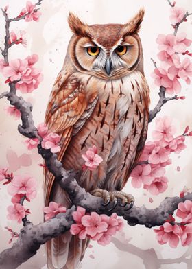 Bird Owl Watercolor