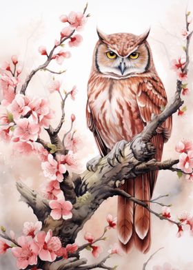 Bird Owl Watercolor