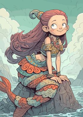 Cartoon Mermaid Girl