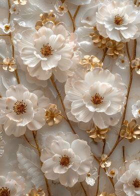 Ivory Gold Blossoms
