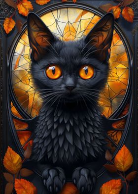 Stained Glass Bat Cat