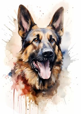 German Shepherd Watercolor