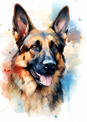 German Shepherd Watercolor