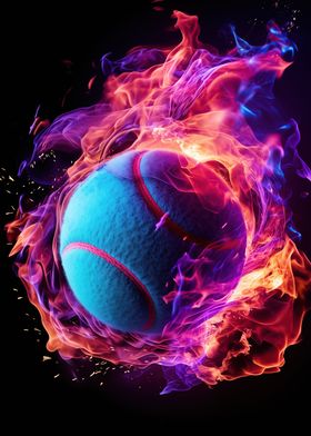 Flame Engulfed Tennis Ball