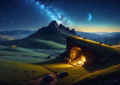 Cave Night Landscape