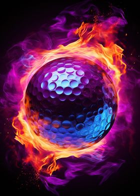 Flame Engulfed Golf Ball