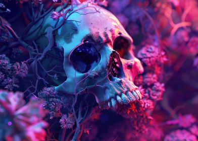 Floral Neon Skull