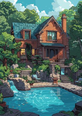 Rustic House with pool