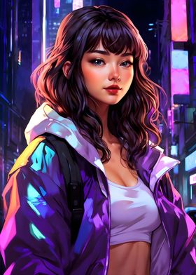 Neon Sexy Cyberpunk Woman