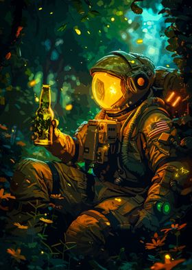funny astronaut with beer