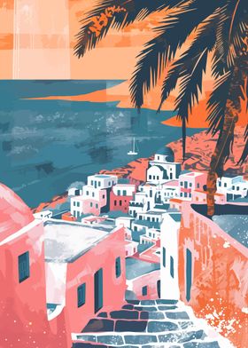 Greece Mykonos Travel Art