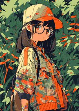 Nerd Anime Girl in Jungle