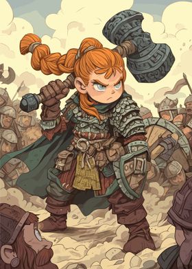Cartoon Warrior Girl