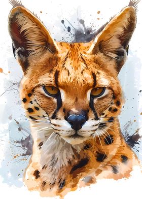 Serval cat Watercolor