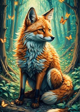 A Fox and Butterflies