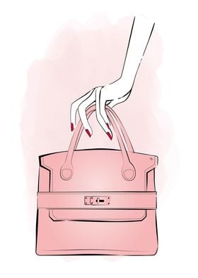 Hand with pink handbag