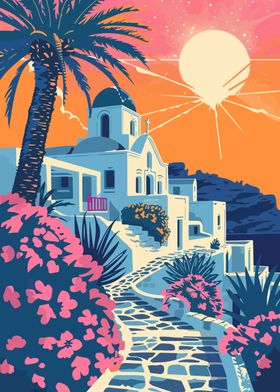 Mykonos Greece Sunset Art