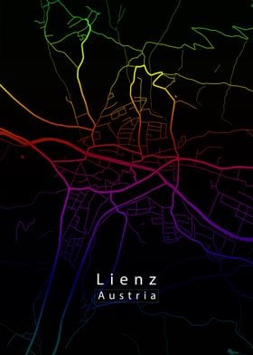 Lienz City Map rainbow