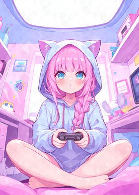 Kawaii Anime Gamer Girl