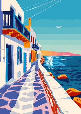 Greece Travel Art Mykonos