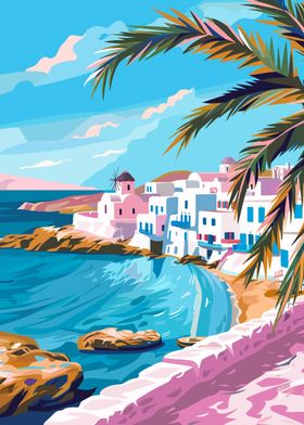 Mykonos Greece Travel Art